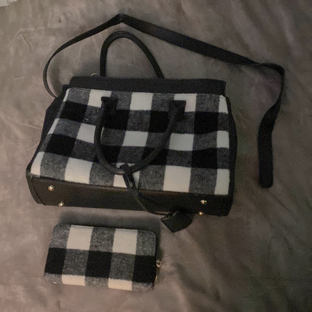 Black & White Plaid Purse/Handbag